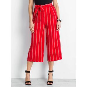 Červené pruhované kalhoty s vysokým pasem 38