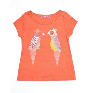 Dětské korálové tričko s barevnými papoušky 80