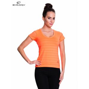 Fluorescenční oranžové pruhované sportovní tričko pro ženy XS