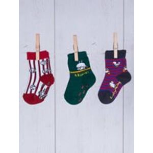 Třídílné vícebarevné vzorované dětské ponožky 11-12