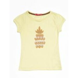 Žluté tričko pro dívku s ananasovou nášivkou 98