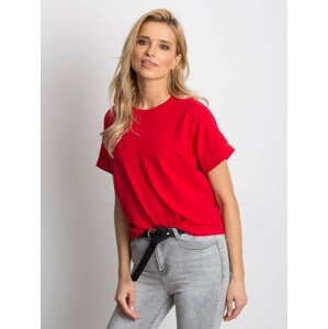 Dámské základní červené bavlněné tričko L