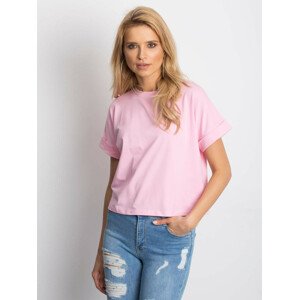 Dámské základní růžové bavlněné tričko S