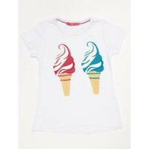 Bílé dívčí tričko se zmrzlinovým potiskem 104