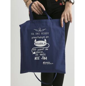 Opakovaně použitelná taška s tmavě modrým nápisem ONE SIZE