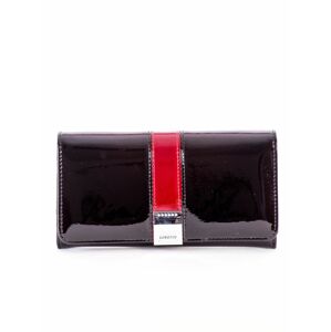 Černá kožená peněženka s ozdobnou sponou ONE SIZE