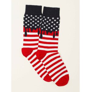 Pánské bílé a červené pruhované ponožky 41-46