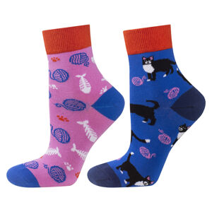 Nepárové ponožky SOXO GOOD STUFF - Kočky, ryba