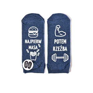 Ponožky se životními instrukcemi SOXO - Maso, svaly  tmavě modrá 40–45