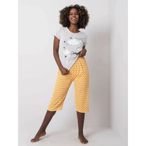 Dvoudílné pyžamo z grafitu a žluté melanže XL
