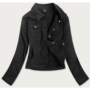 Jednoduchá černá dámská džínová bunda s kapsami (SA40) Černá XL (42)