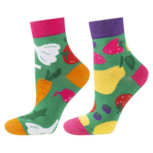 Nepárové ponožky SOXO GOOD STUFF - Ovoce, zelenina zelená 35–40