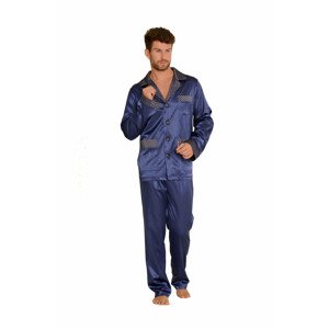 Pánské saténové pyžamo De Lafense 939 tmavě modrá L