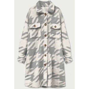 Šedý dámský košilový kabát s pepitovým vzorem (2099) okrová ONE SIZE