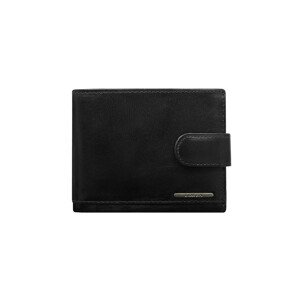 Pánská vodorovná černá kožená peněženka ONE SIZE