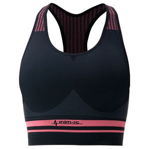 Sportovní podprsenka fitness IRON-IC - střední podpora - černo-růžová Barva: Černo-růžová, Velikost: S/M