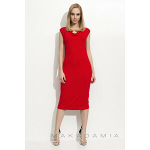 Dámské šaty na denní nošení středně dlouhé červené - Červená - Makadamia červená 40