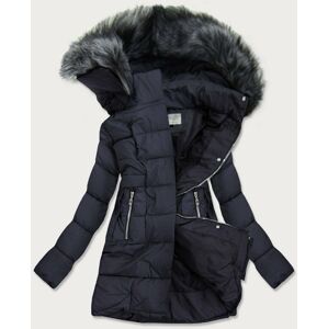 Dámská prošívaná zimní bunda s kapucí 17-032 - Misstengfei tmavě modrá XL