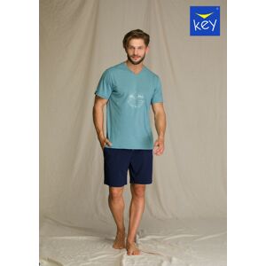 Pánské pyžamo Key MNS 073 A21 M-2XL zelená-tm.modrá XL