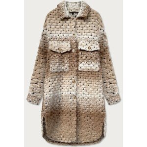 Hnědý melanžový dámský košilový kabát (2463) hnědý jedna velikost