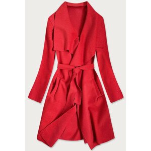 Červený minimalistický kabát (678ART) červená ONE SIZE