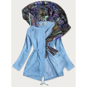 Světle modrá/vícebarevná dámská bunda s ozdobnou kapucí (YR2022) Modrá S (36)
