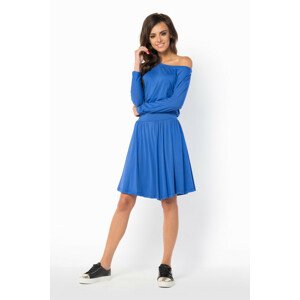 Letní šaty dámské ve volném střihu značkové středně dlouhé modré - Modrá - Makadamia královská modř XXL
