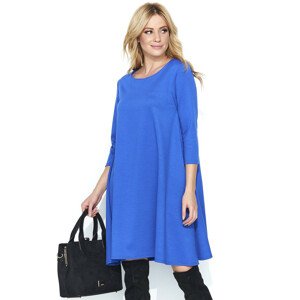 Dámské šaty na denní nošení ve volném střihu středně dlouhé modré - Modrá - Makadamia modrá 38